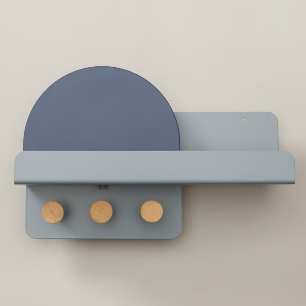 METAL & WOOD MULTI-STORAGE SHELF BLUE​​​​